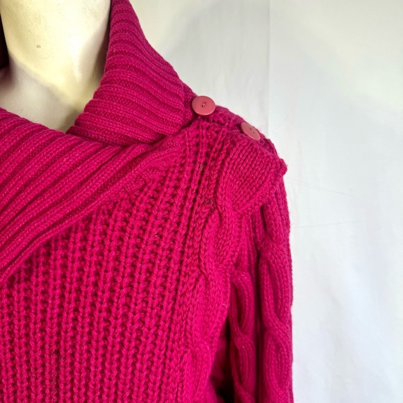 SPANNER VINTAGE PINK WOOL SWEATER JACKET 2 in 1 SWEATER DRESS CHUNKY SWEATER - Picture 12 of 16